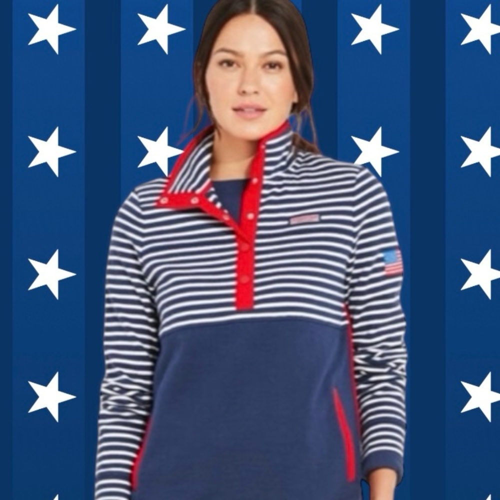 VINEYARD VINES AMERICANA 100% COTTON SNAP-PLACKET SHEP SHIRT POPOVER SZ SMALL - Picture 8 of 13